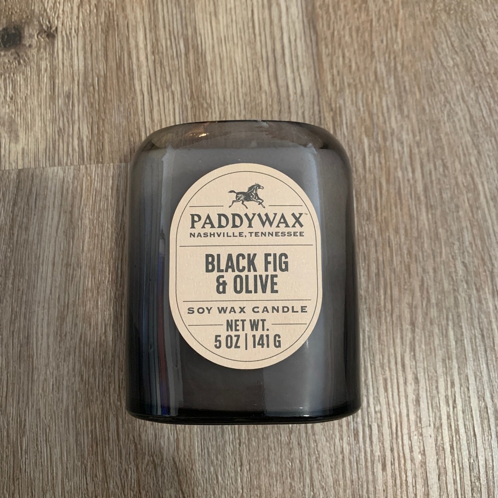 NEW Paddywax soy candle in Black Fig & Olive scent - 5oz